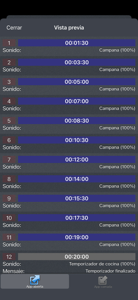 ¿Cómo alterno 1 minuto 30 segundos y 2 minutos?