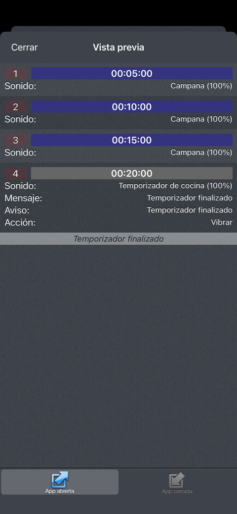 ¿Cómo aviso cuando queda el 75 %, 50 % y 25 % del tiempo?