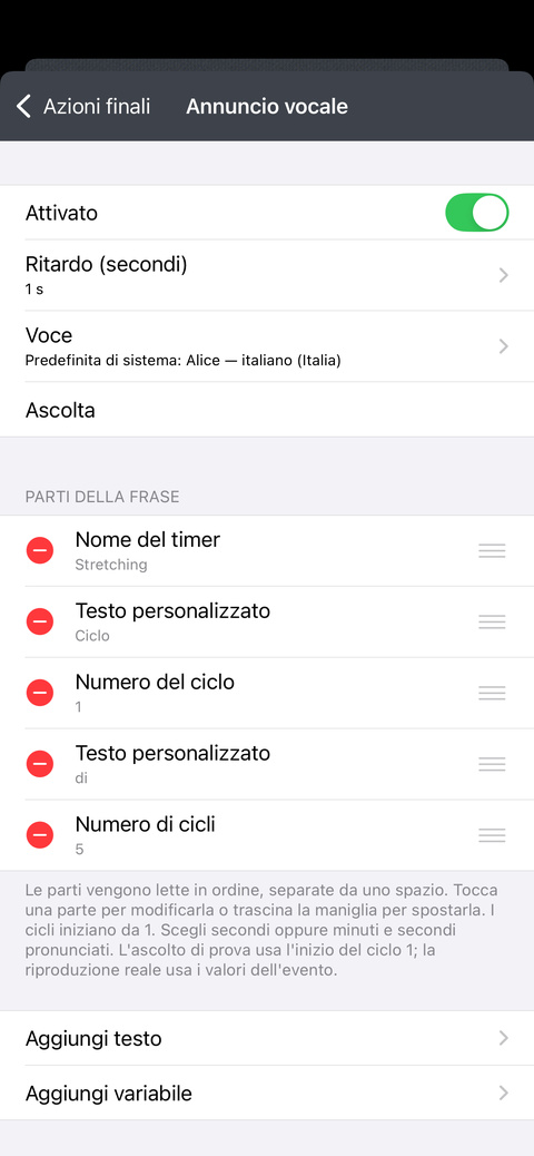 Crea istruzioni vocali