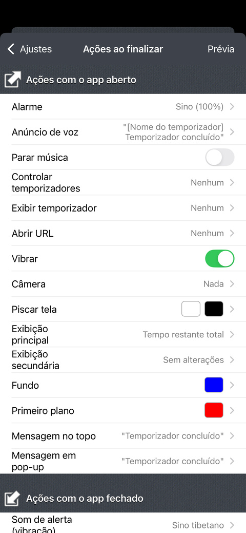 Escolha as ações finais